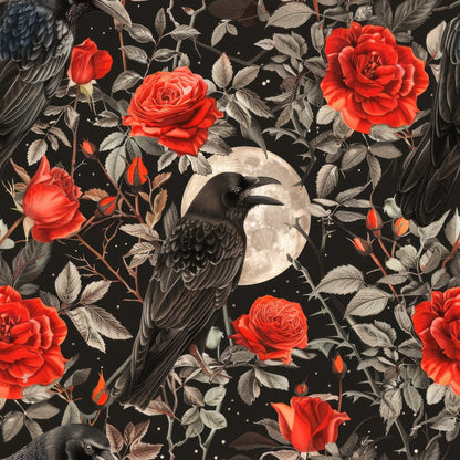 Evil Crows and Roses Pattern 5 Quilting Cotton Fabric