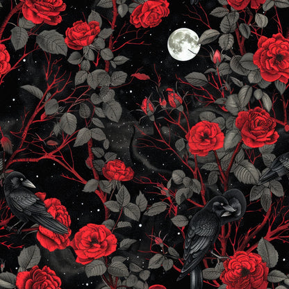 Evil Crows and Roses Pattern 6 Quilting Cotton Fabric