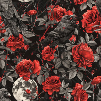 Evil Crows and Roses Pattern 7 Quilting Cotton Fabric