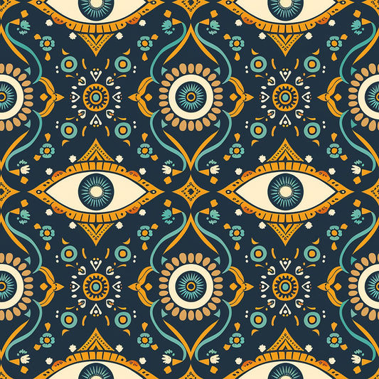 Evil Eye Pattern 8 Quilting Cotton Fabric