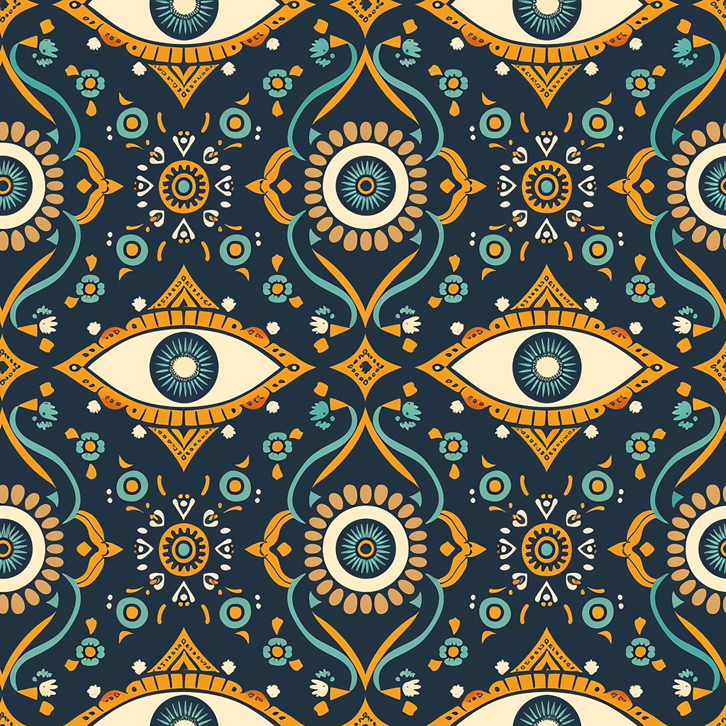 Evil Eye Pattern 8 Quilting Cotton Fabric