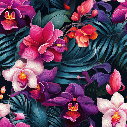 Exotic Orchid Flowers Pattern 10 Quilting Cotton Fabric