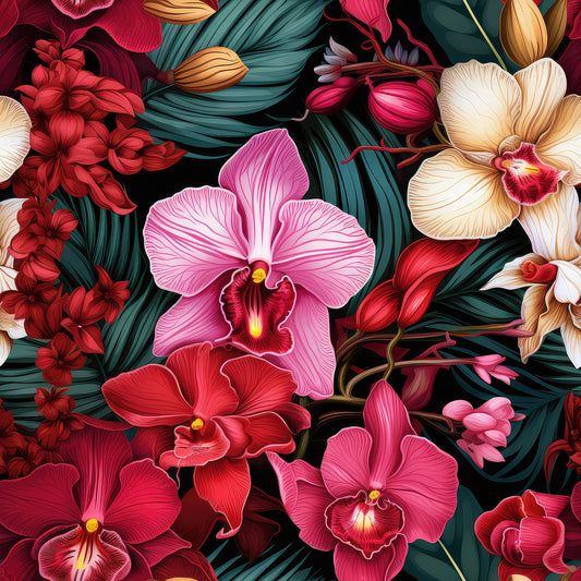Exotic Orchid Flowers Pattern 11 Quilting Cotton Fabric