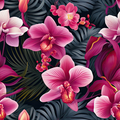 Exotic Orchid Flowers Pattern 1 Quilting Cotton Fabric