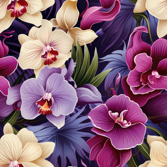Exotic Orchid Flowers Pattern 4 Quilting Cotton Fabric