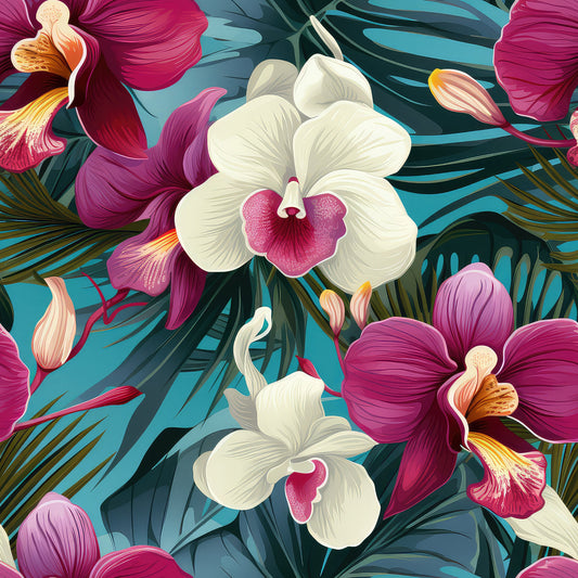 Exotic Orchid Flowers Pattern 5 Quilting Cotton Fabric