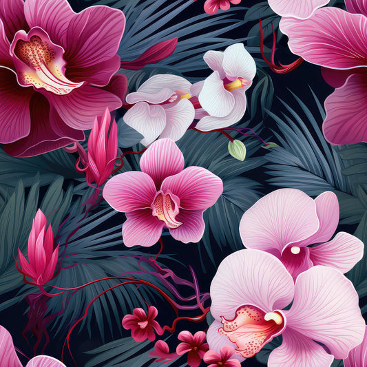 Exotic Orchid Flowers Pattern 7 Quilting Cotton Fabric