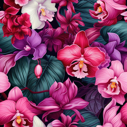Exotic Orchid Flowers Pattern 8 Quilting Cotton Fabric