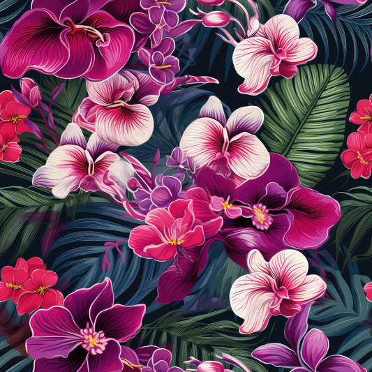 Exotic Orchid Flowers Pattern 9 Quilting Cotton Fabric