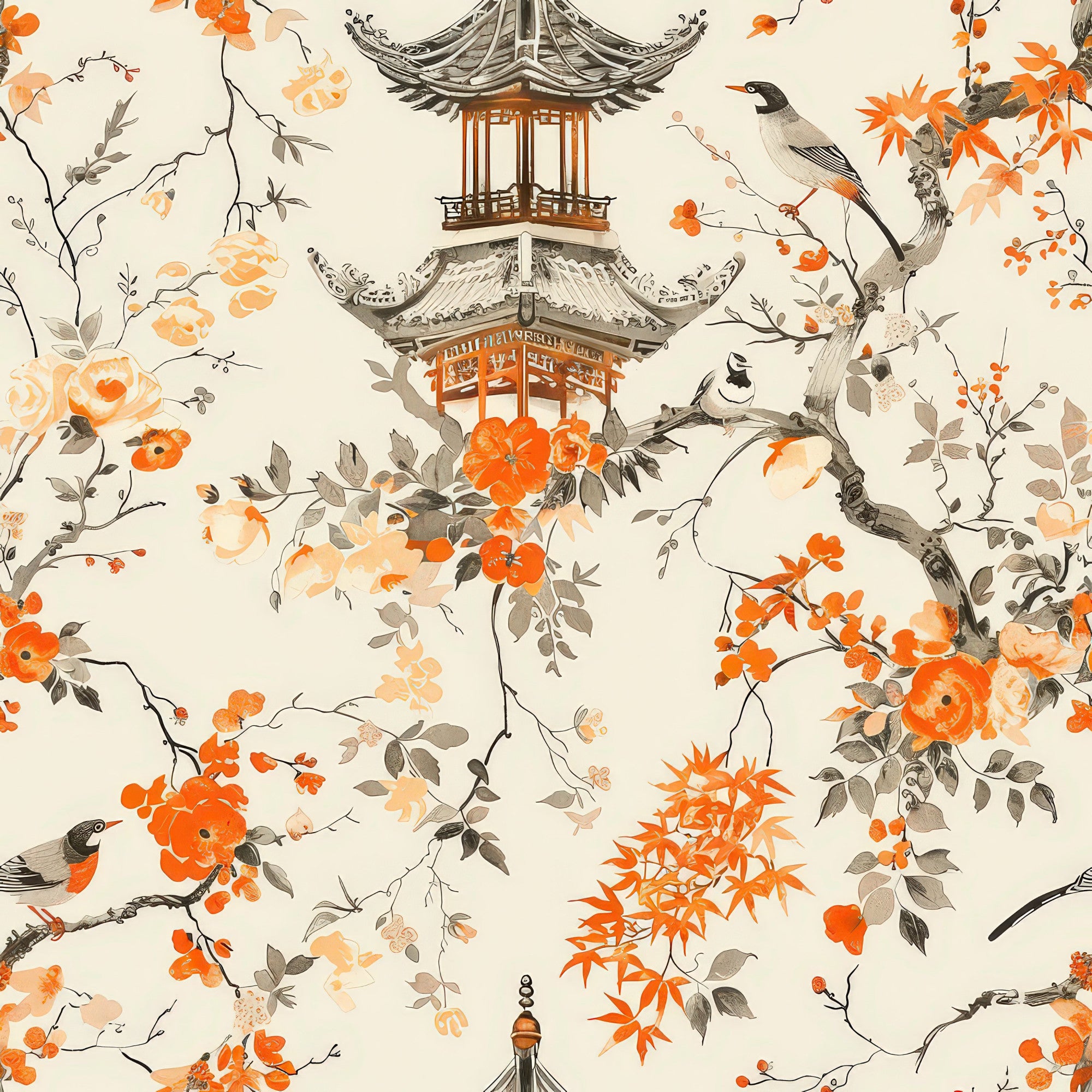 Fall Cottagecore Chinoiserie Pattern 11 Quilting Cotton Fabric ...