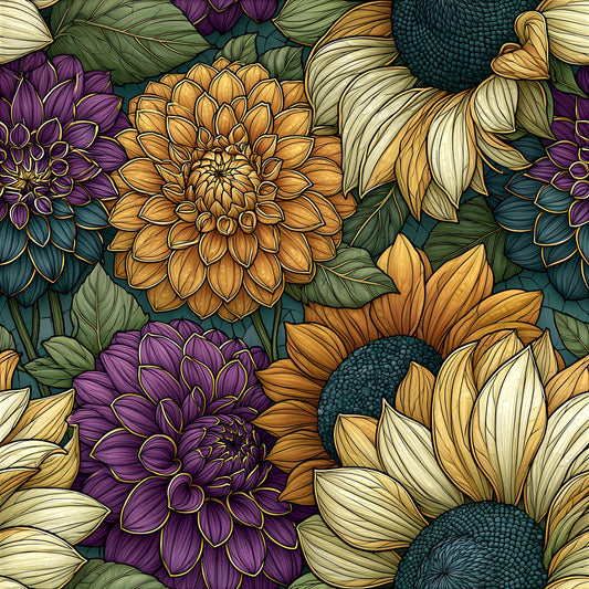 Fall Ornamental Florals Pattern 1 Quilting Cotton Fabric