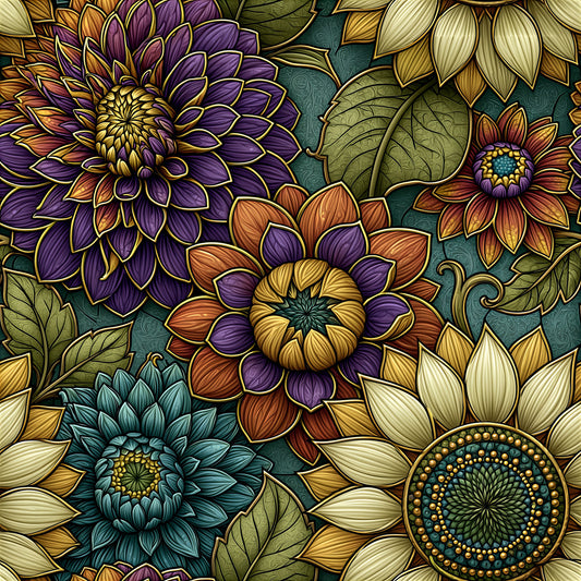 Fall Ornamental Florals Pattern 2 Quilting Cotton Fabric
