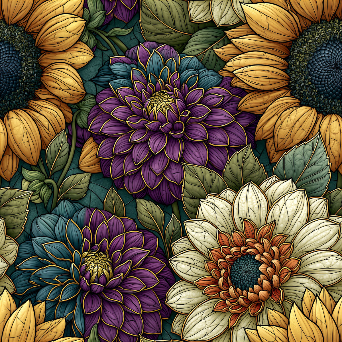 Fall Ornamental Florals Pattern 5 Quilting Cotton Fabric