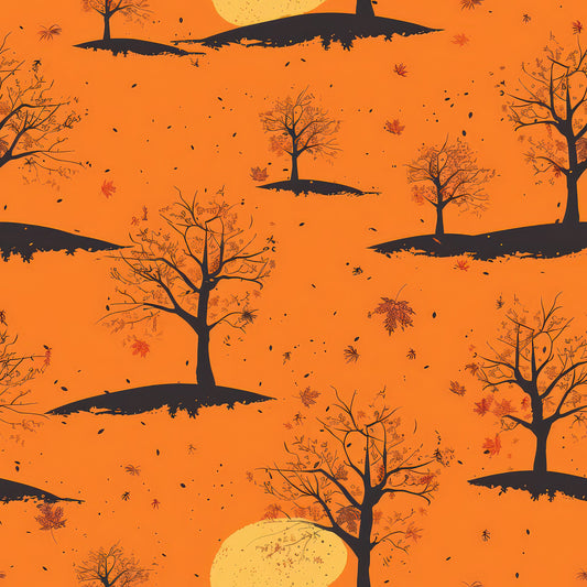 Fall Sunset Forest Pattern 1 Quilting Cotton Fabric
