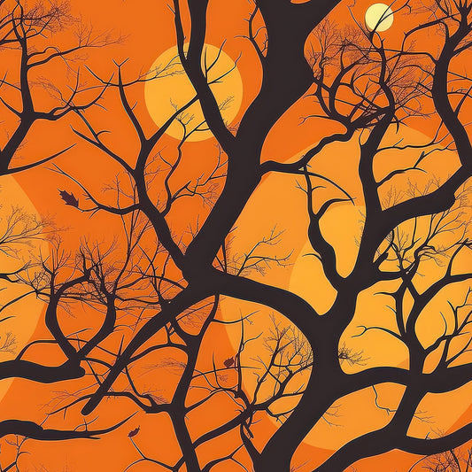 Fall Sunset Forest Pattern 12 Quilting Cotton Fabric