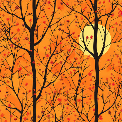 Fall Sunset Forest Pattern 7 Quilting Cotton Fabric
