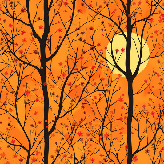 Fall Sunset Forest Pattern 7 Quilting Cotton Fabric