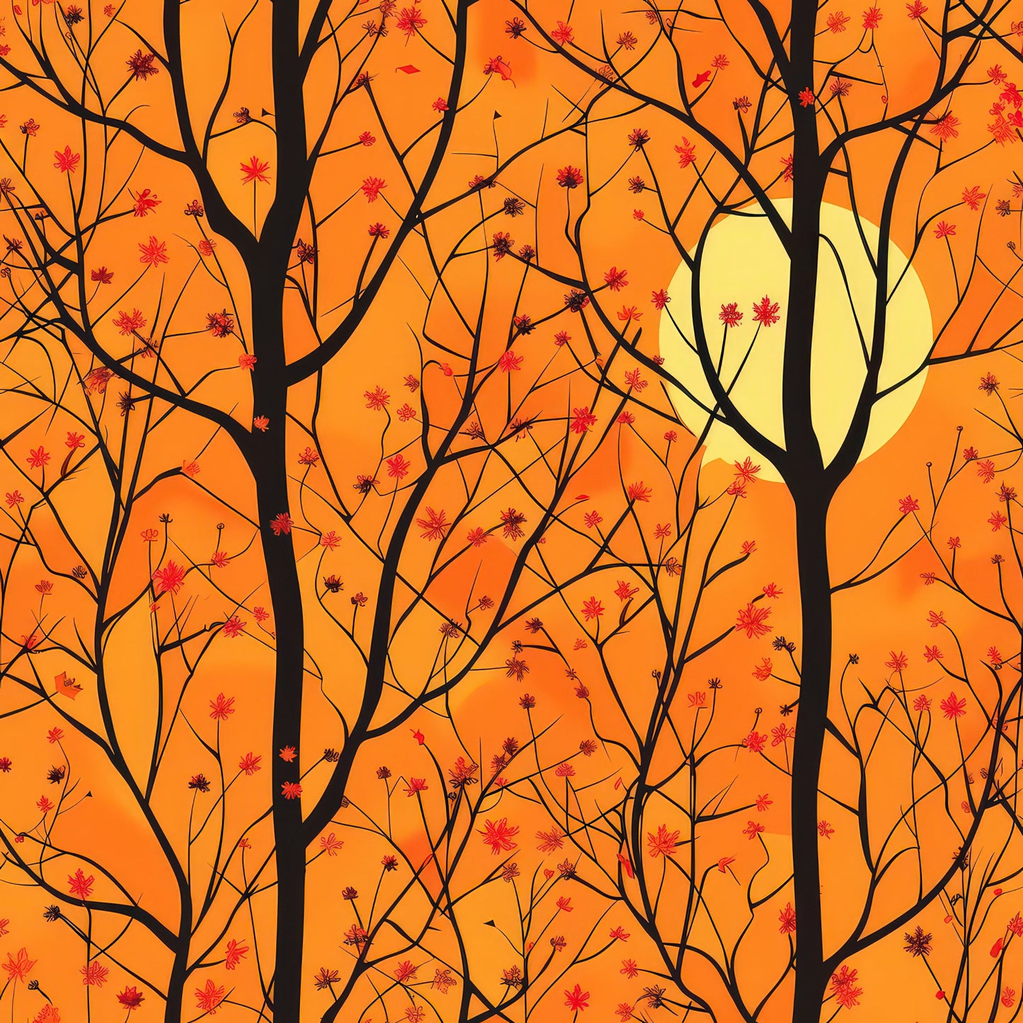 Fall Sunset Forest Pattern 7 Quilting Cotton Fabric