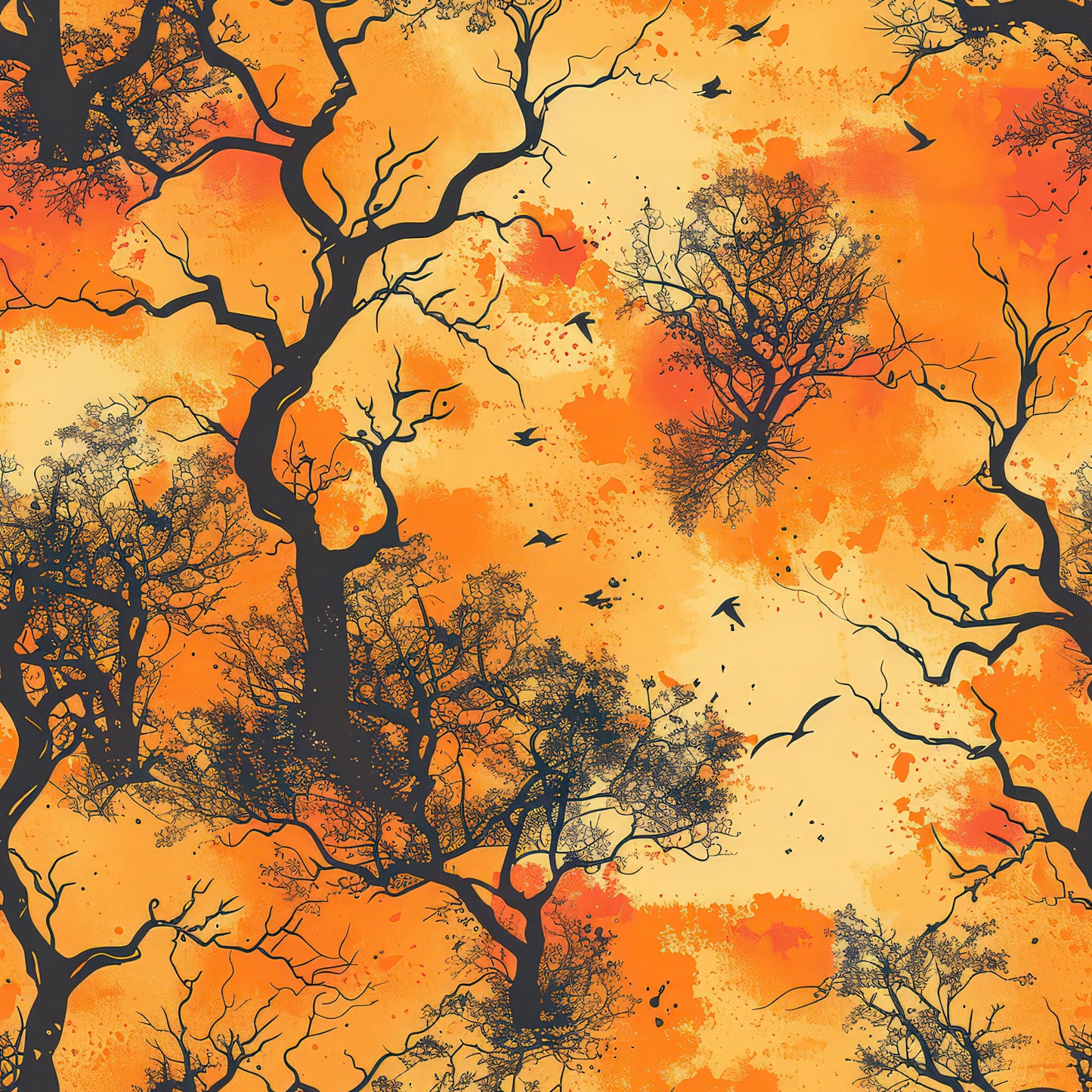 Fall Sunset Forest Pattern 9 Quilting Cotton Fabric