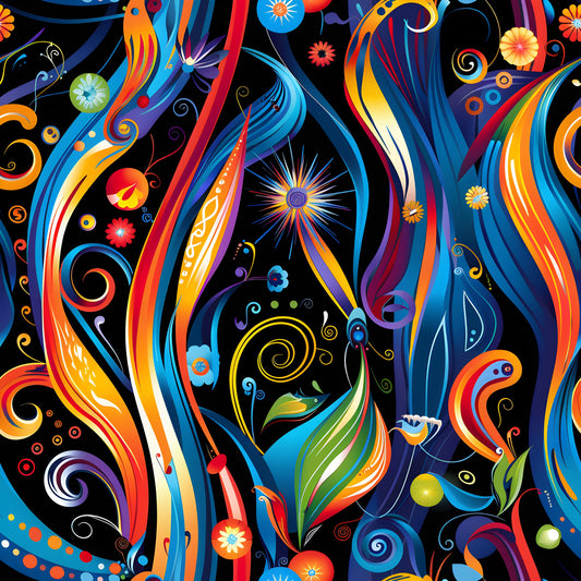 Fantasy Swirl Art Pattern 1 Quilting Cotton Fabric