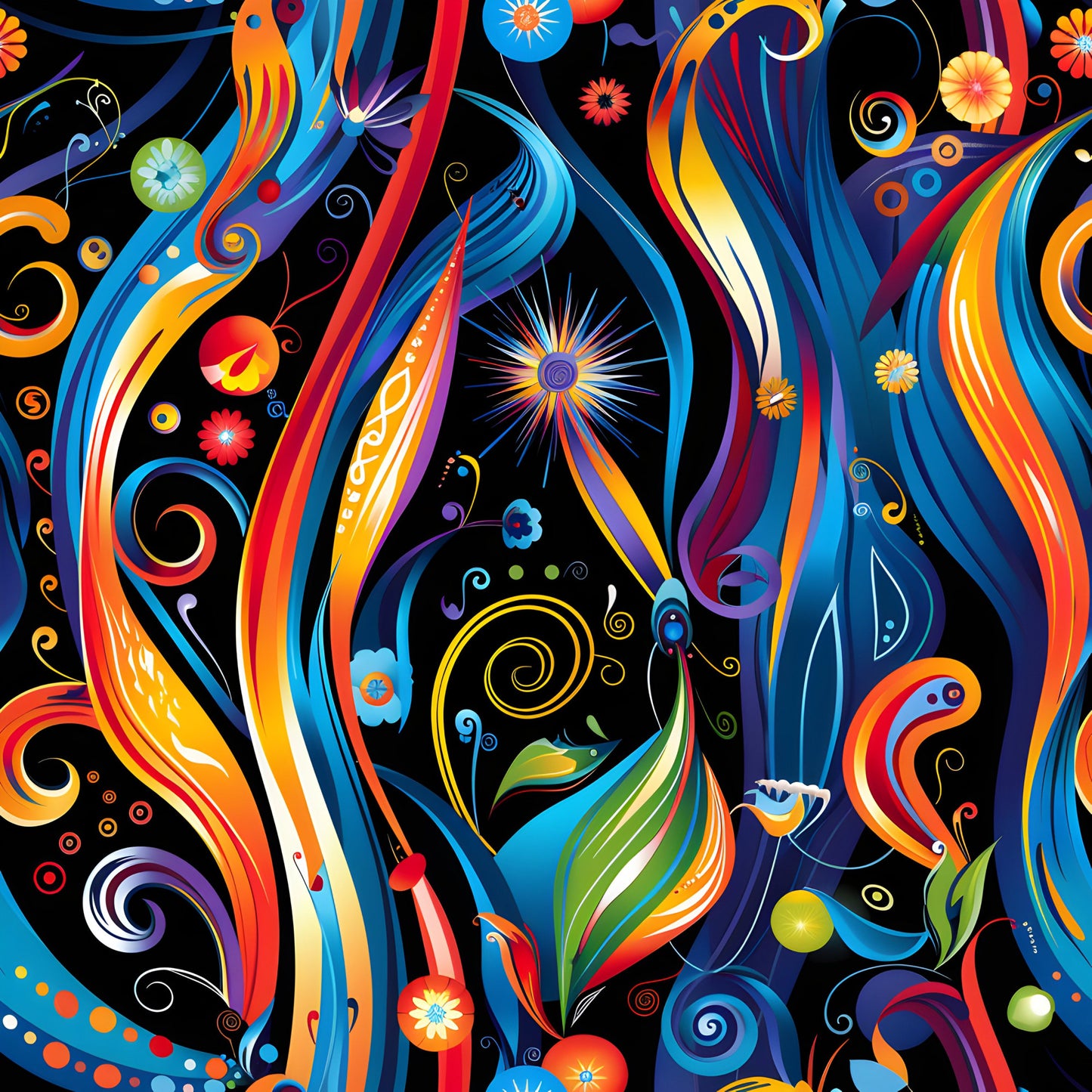 Fantasy Swirl Art Pattern 1 Quilting Cotton Fabric