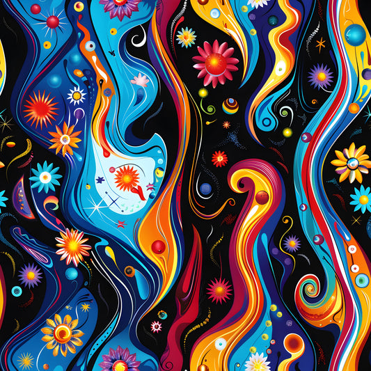 Fantasy Swirl Art Pattern 8 Quilting Cotton Fabric