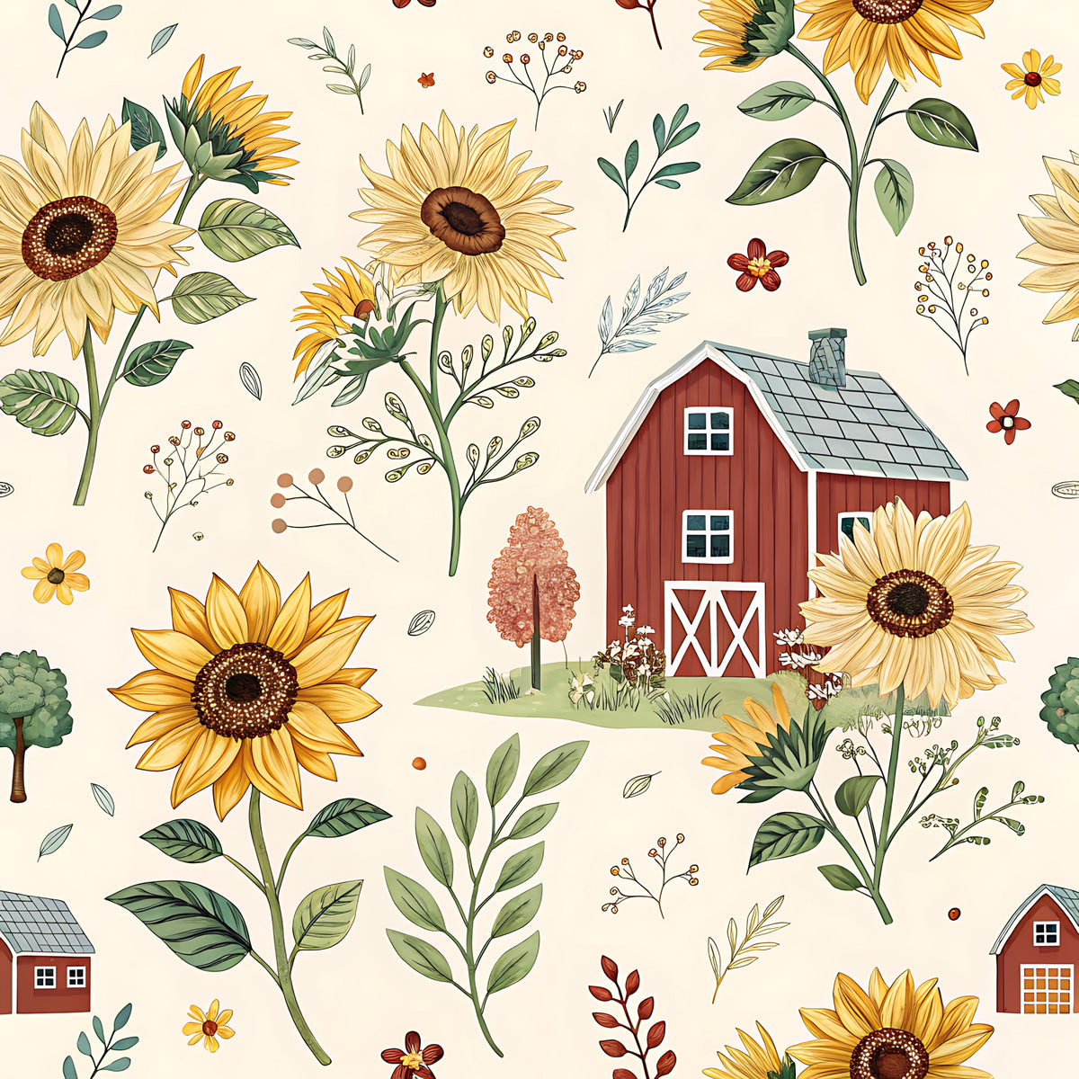 Farm Harvest Pattern 1 Quilting Cotton Fabric