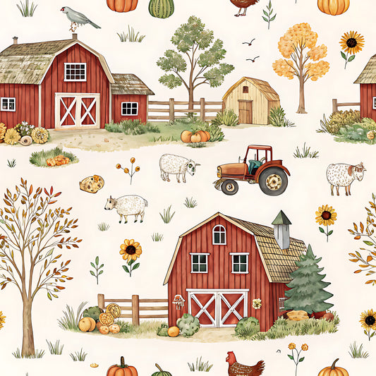 Farm Harvest Pattern 11 Quilting Cotton Fabric