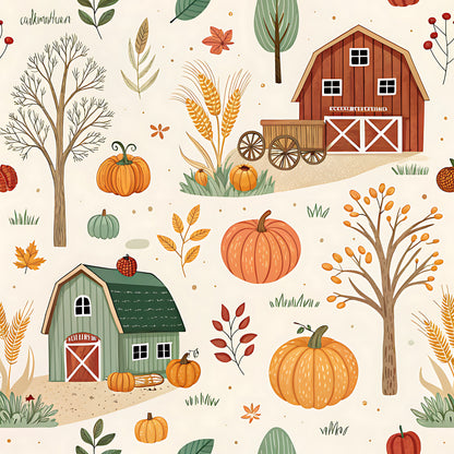 Farm Harvest Pattern 15 Quilting Cotton Fabric