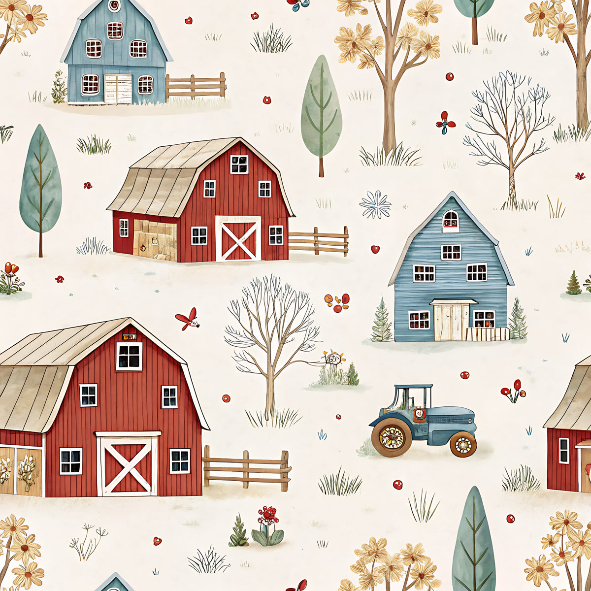 Farm Harvest Pattern 16 Quilting Cotton Fabric
