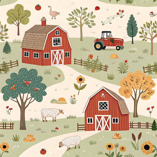 Farm Harvest Pattern 18 Quilting Cotton Fabric