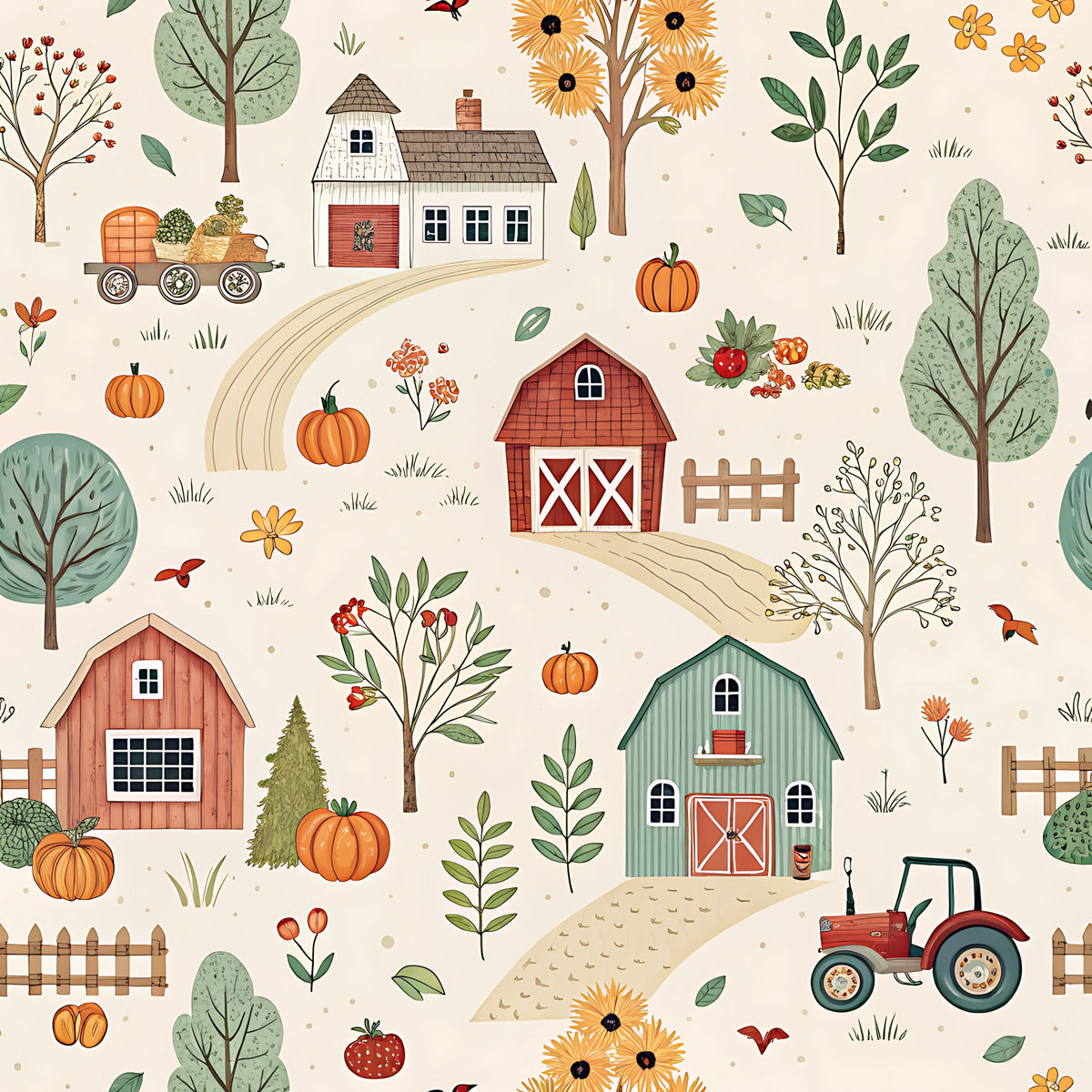 Farm Harvest Pattern 4 Quilting Cotton Fabric