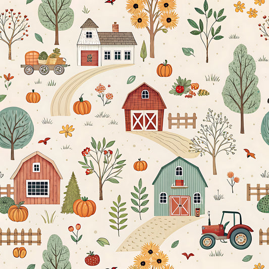 Farm Harvest Pattern 4 Quilting Cotton Fabric