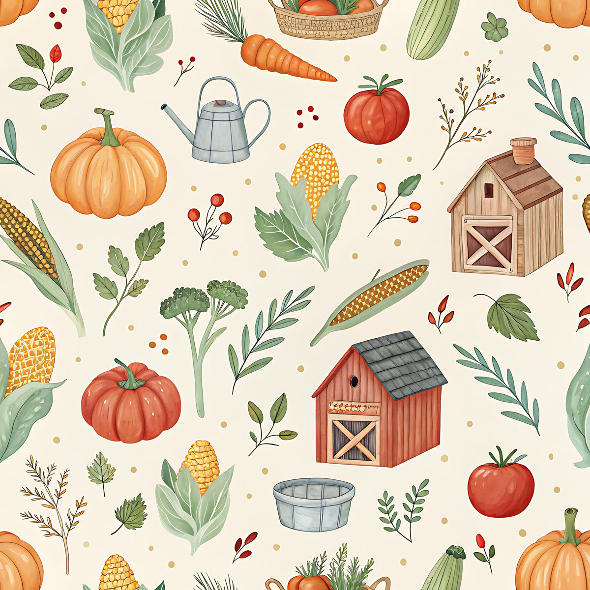 Farm Harvest Pattern 6 Quilting Cotton Fabric