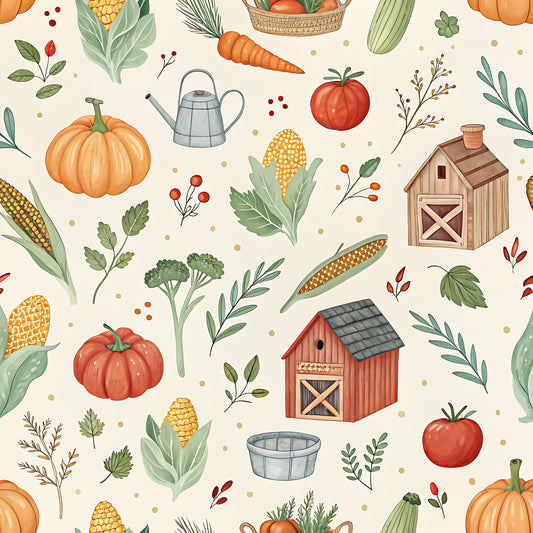 Farm Harvest Pattern 6 Quilting Cotton Fabric