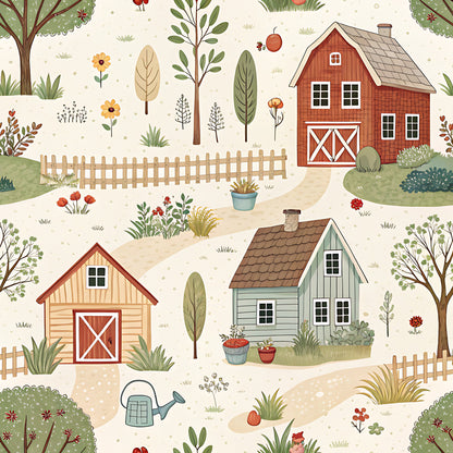 Farm Harvest Pattern 8 Quilting Cotton Fabric