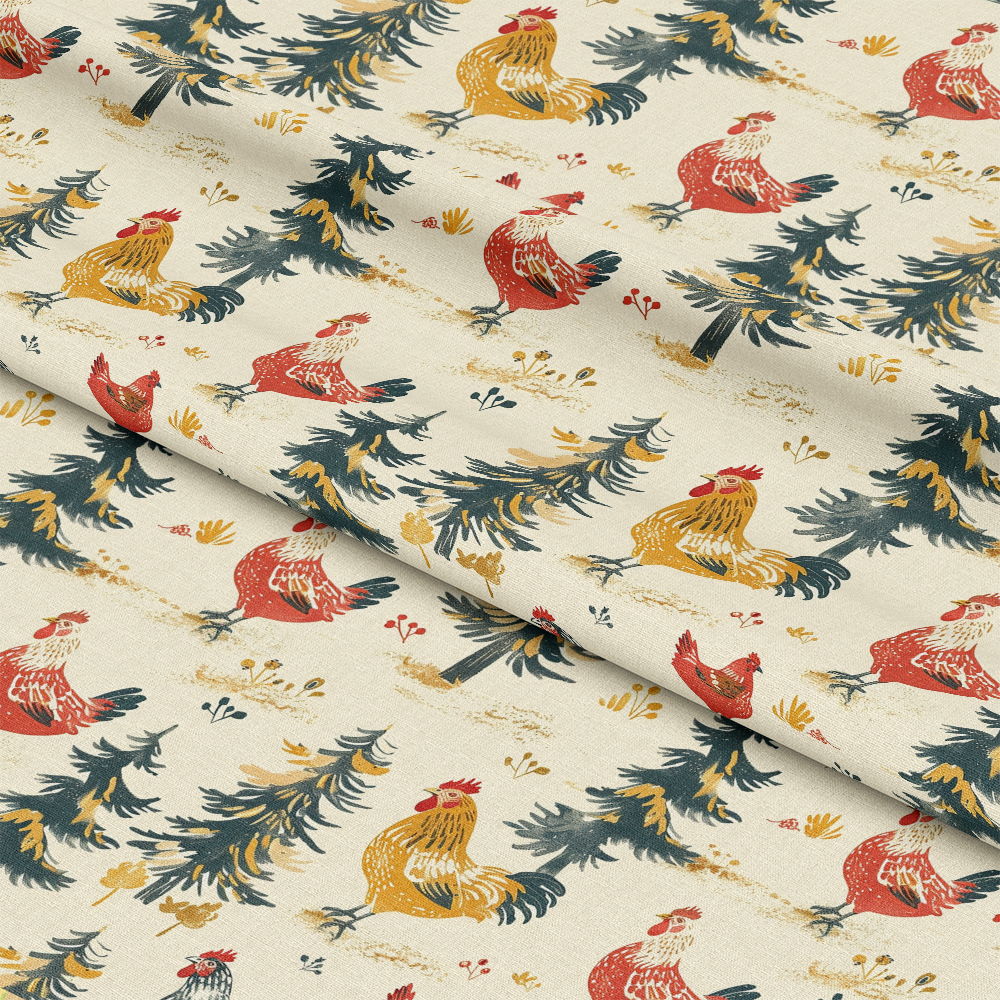 Farmhouse Chickens Pattern 4 Quilting Cotton Fabric