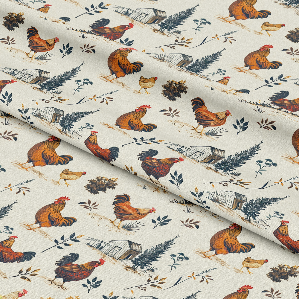 Farmhouse Chickens Pattern 6 Quilting Cotton Fabric