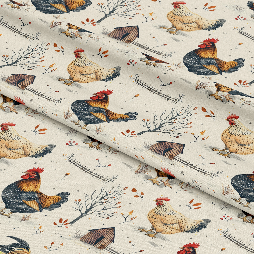 Farmhouse Chickens Pattern 7 Quilting Cotton Fabric