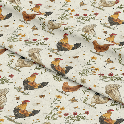 Farmhouse Chickens Pattern 8 Quilting Cotton Fabric