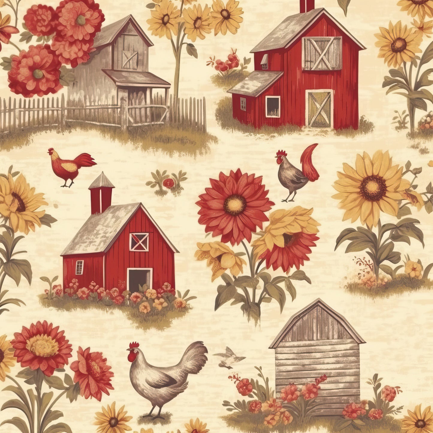 Farmhouse Charm Pattern 1 Quilting Cotton Fabric