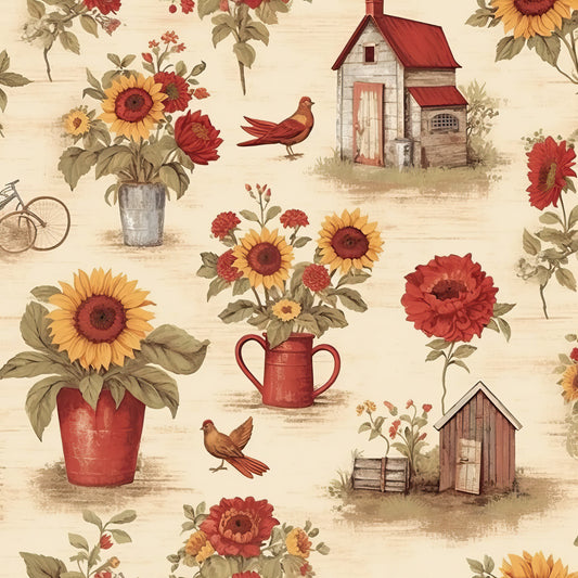 Farmhouse Charm Pattern 6 Quilting Cotton Fabric