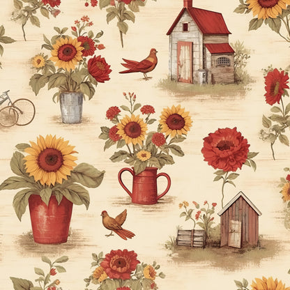 Farmhouse Charm Pattern 6 Quilting Cotton Fabric