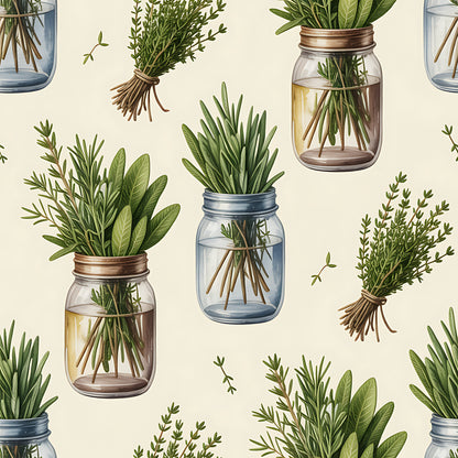 Farmhouse Kitchen Herbs Pattern 15 Quilting Cotton Fabric