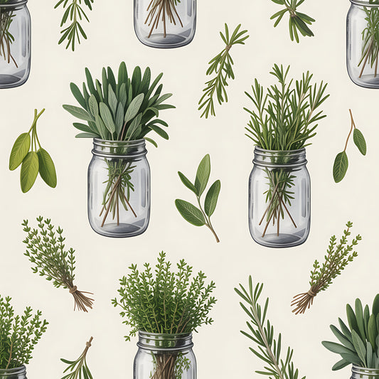 Farmhouse Kitchen Herbs Pattern 16 Quilting Cotton Fabric