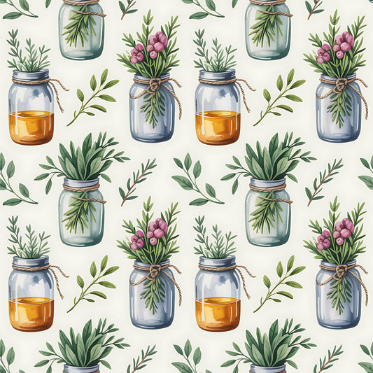 Farmhouse Kitchen Herbs Pattern 17 Quilting Cotton Fabric