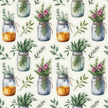 Farmhouse Kitchen Herbs Pattern 17 Quilting Cotton Fabric