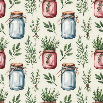 Farmhouse Kitchen Herbs Pattern 18 Quilting Cotton Fabric