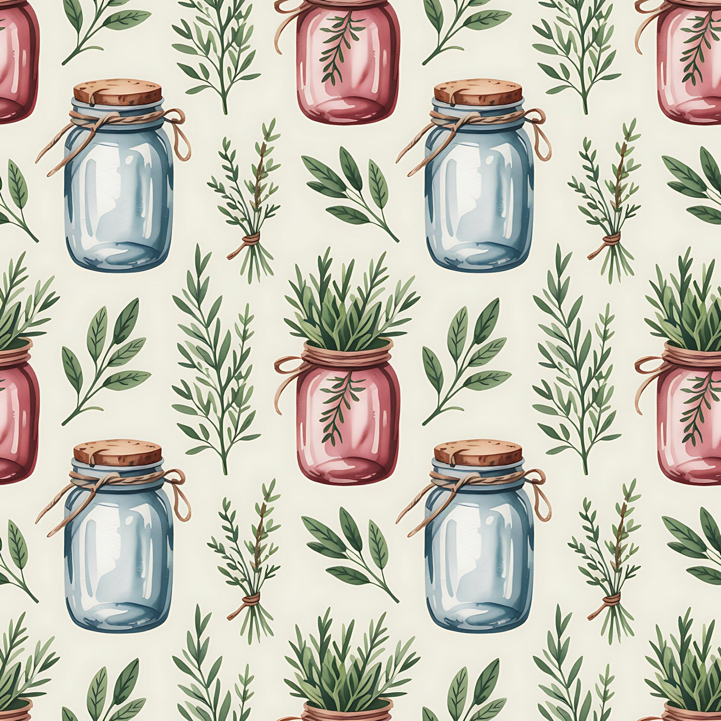 Farmhouse Kitchen Herbs Pattern 18 Quilting Cotton Fabric