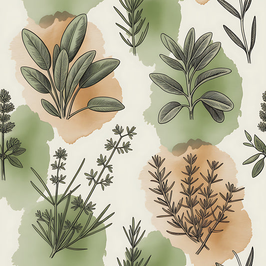 Farmhouse Kitchen Herbs Pattern 24 Quilting Cotton Fabric
